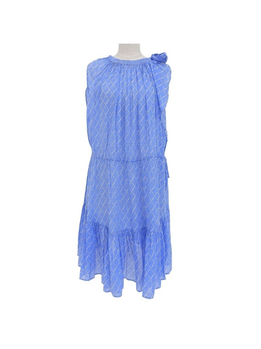 Chanel 08C Cotton 100% CC Logo All Over Print Sleeveless Dress Blue 38